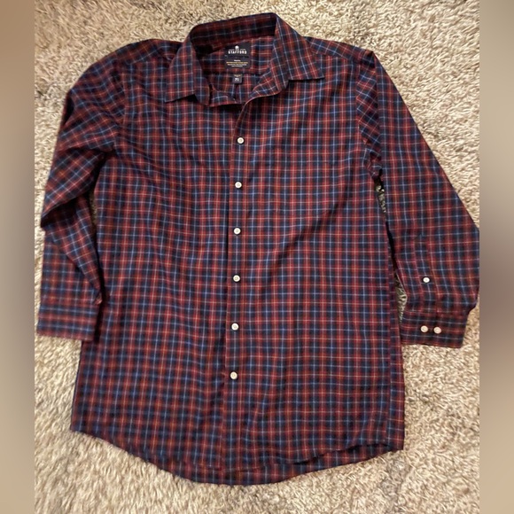 Stafford Other - Stafford Red and Blue Checkered Button Down Shirt Size 16.5